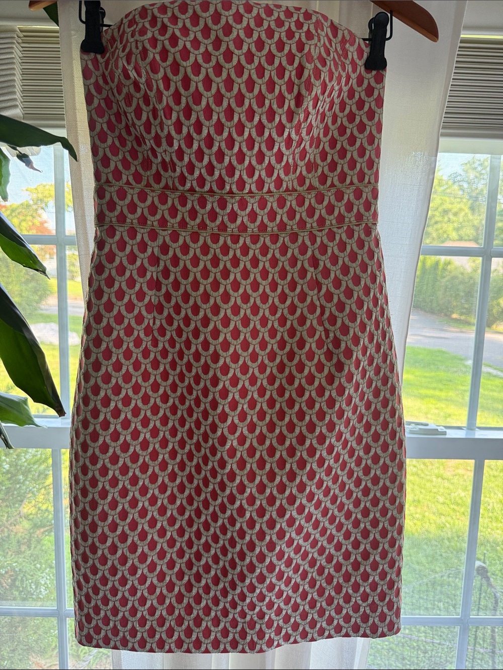 Lilly Pulitzer Strapless Pink and Cream Jacquard Scallop-Print Dress - Picture 1 of 8